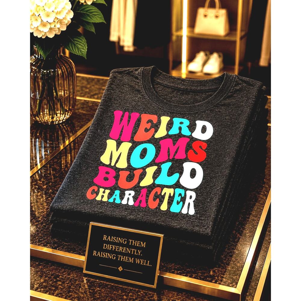 Weird Moms Build Character T-Shirt Deep Gray 8/10